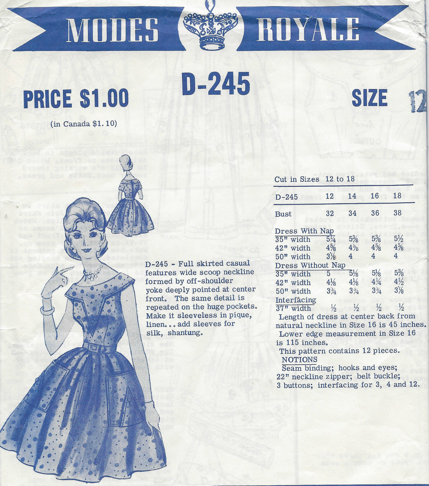 1960s-Vintage-Sewing-Pattern-DRESS-B32-1060-MODES-ROYALE-251325579137