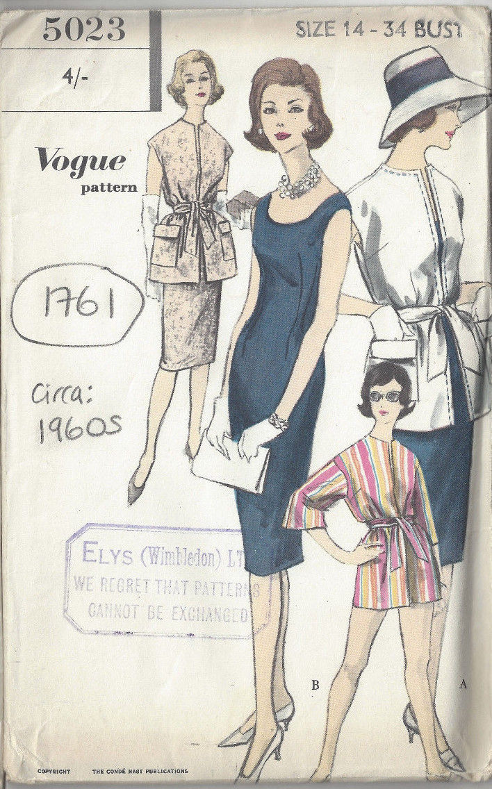 1960s-Vintage-VOGUE-Sewing-Pattern-B34-DRESS-JACKET-1761R-262780529700