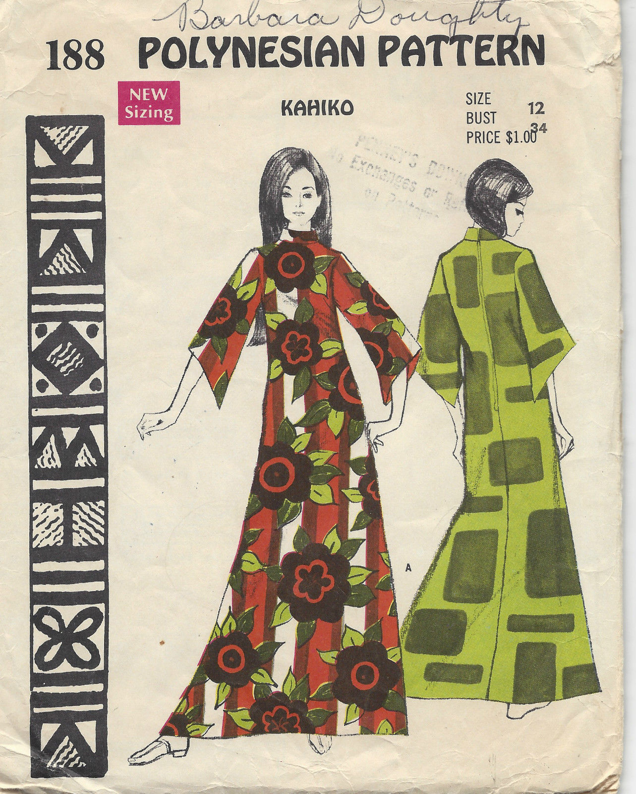 1960s-Vintage-VOGUE-Sewing-Pattern-B34-DRESS-POLYNESIAN-1449-252016404557