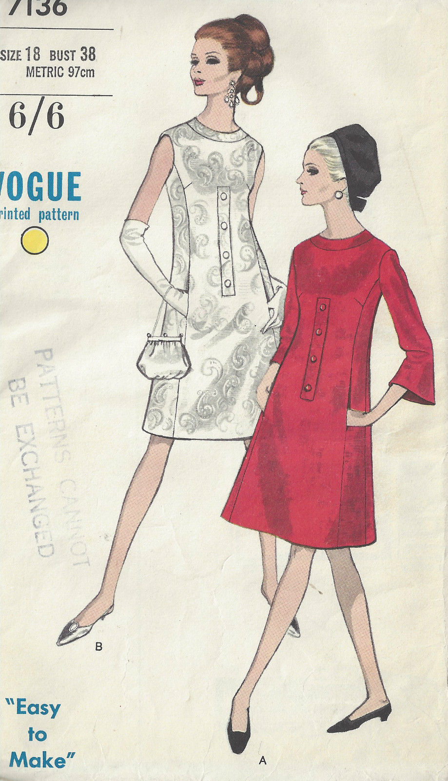 1960s-Vintage-VOGUE-Sewing-Pattern-B38-DRESS-1592-252331510524