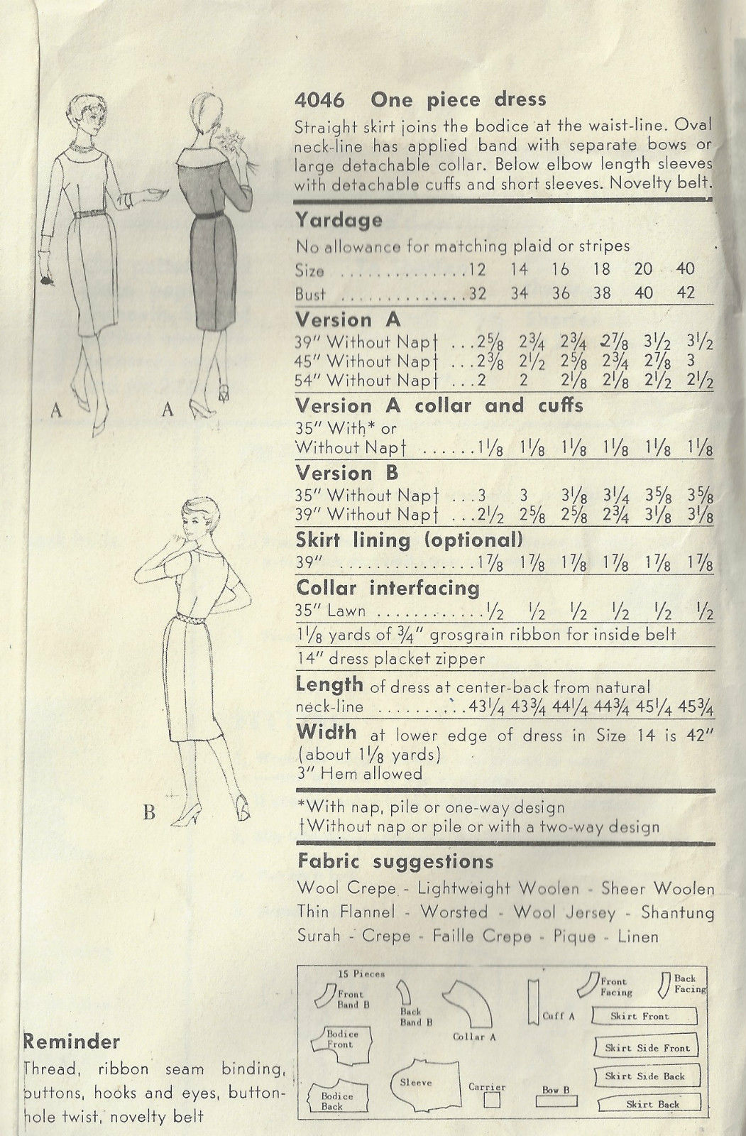 1960s-Vintage-VOGUE-Sewing-Pattern-B38-DRESS-1595-252332207661-2