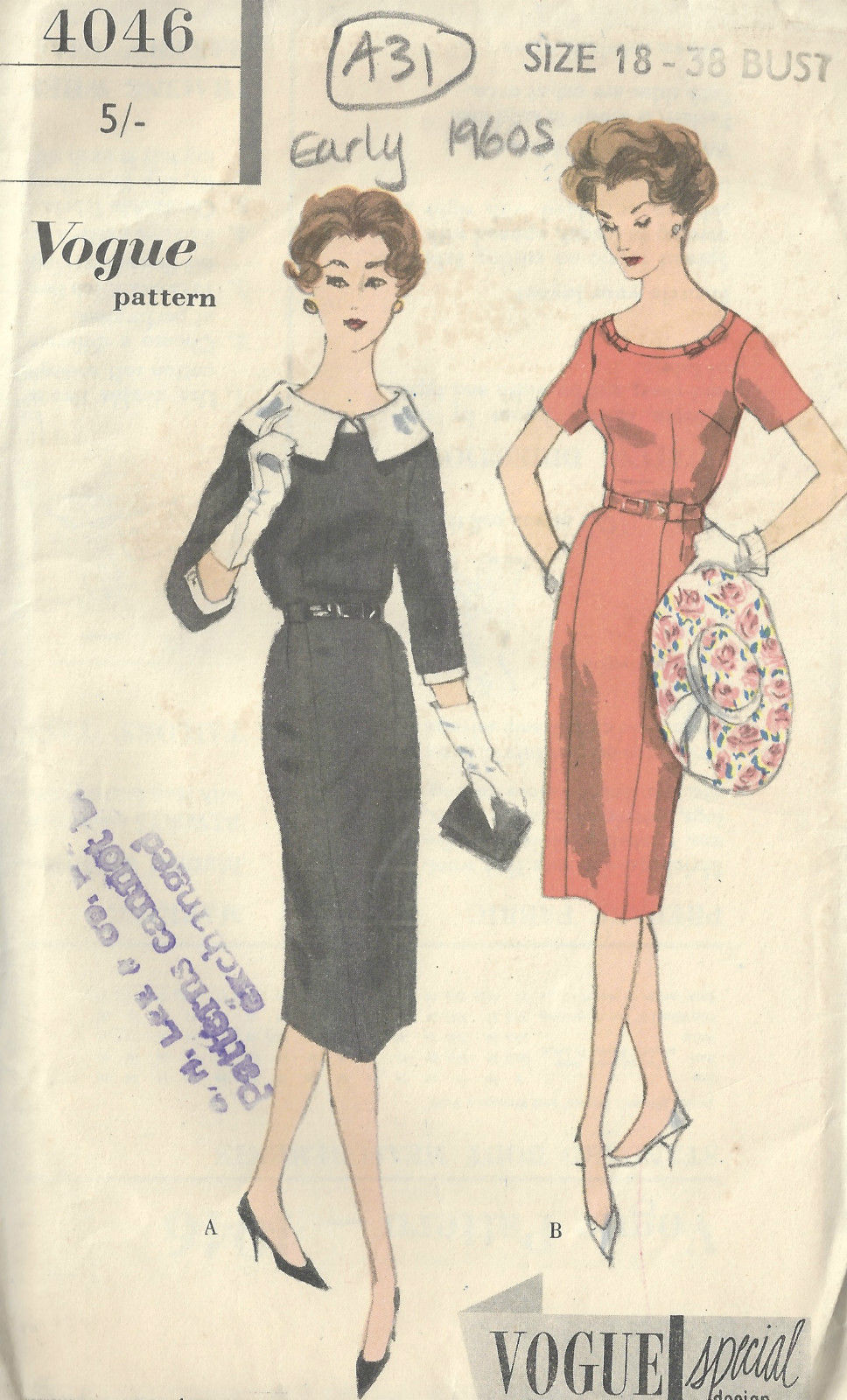 1960s-Vintage-VOGUE-Sewing-Pattern-B38-DRESS-1595-252332207661