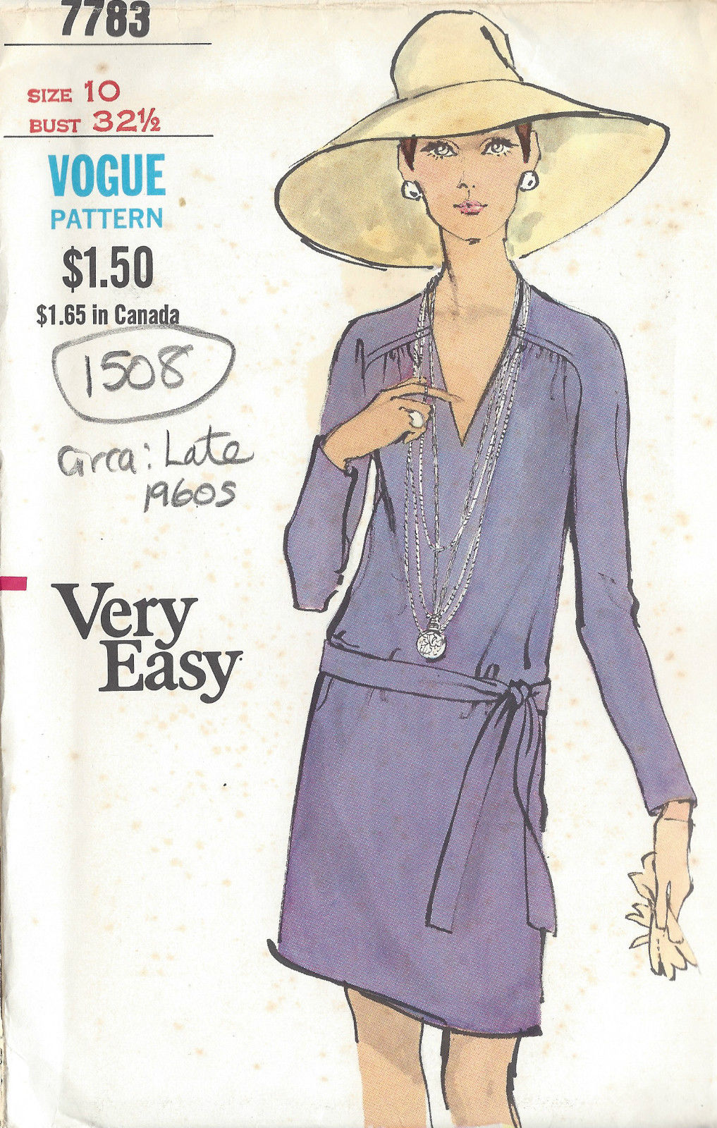 1960s-Vintage-VOGUE-Sewing-Pattern-DRESS-B32-12-1508-262045810381