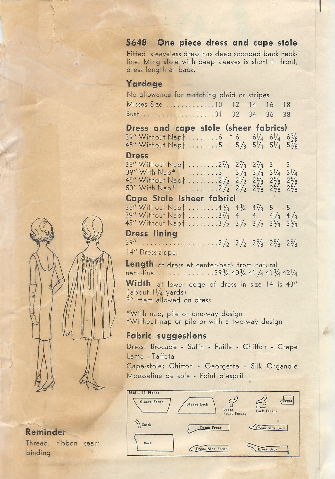 1960s-Vintage-VOGUE-Sewing-Pattern-DRESS-B34-R599-251146801348-4