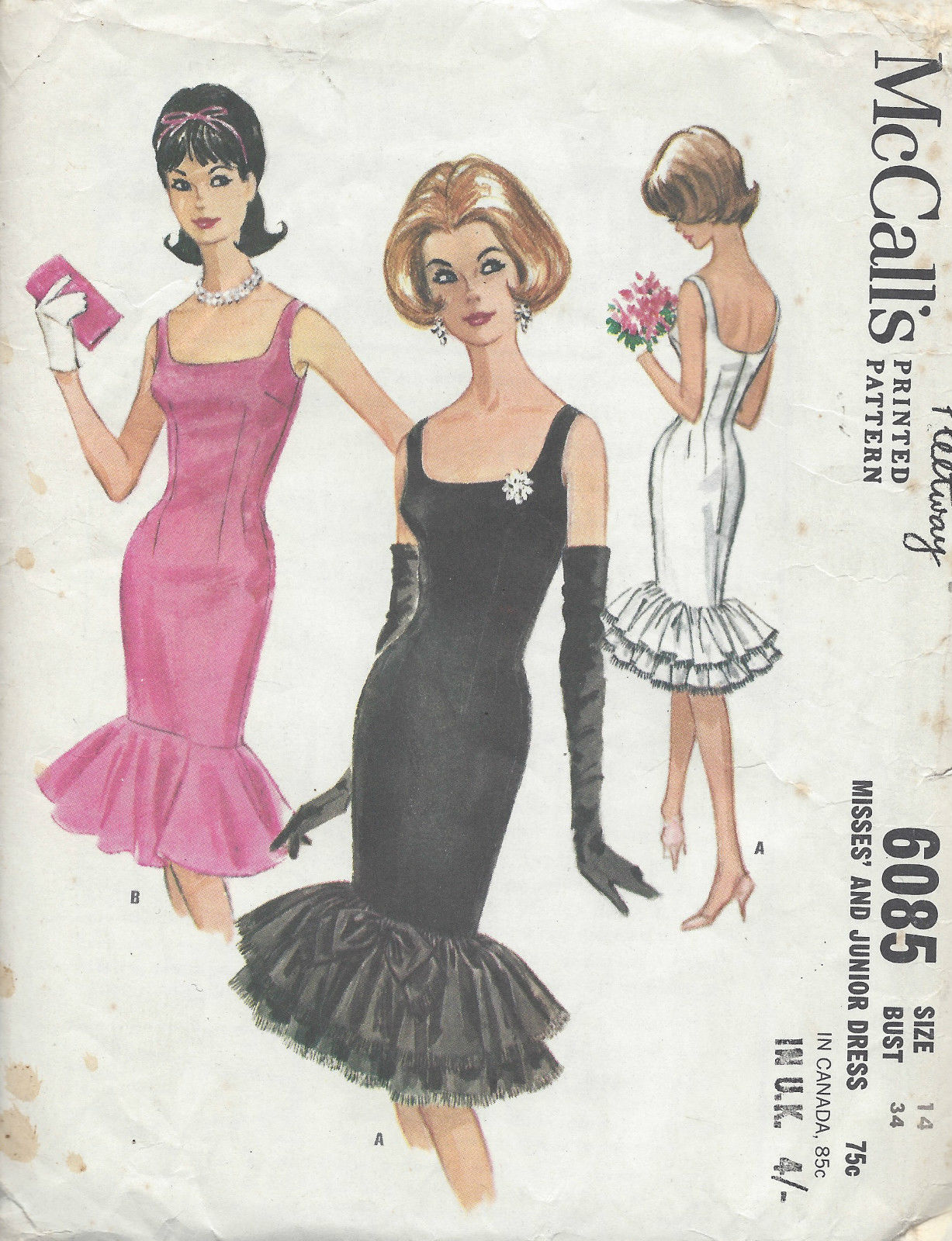 1961-Vintage-Sewing-Pattern-B34-WIGGLE-DRESS-R920-251252834419