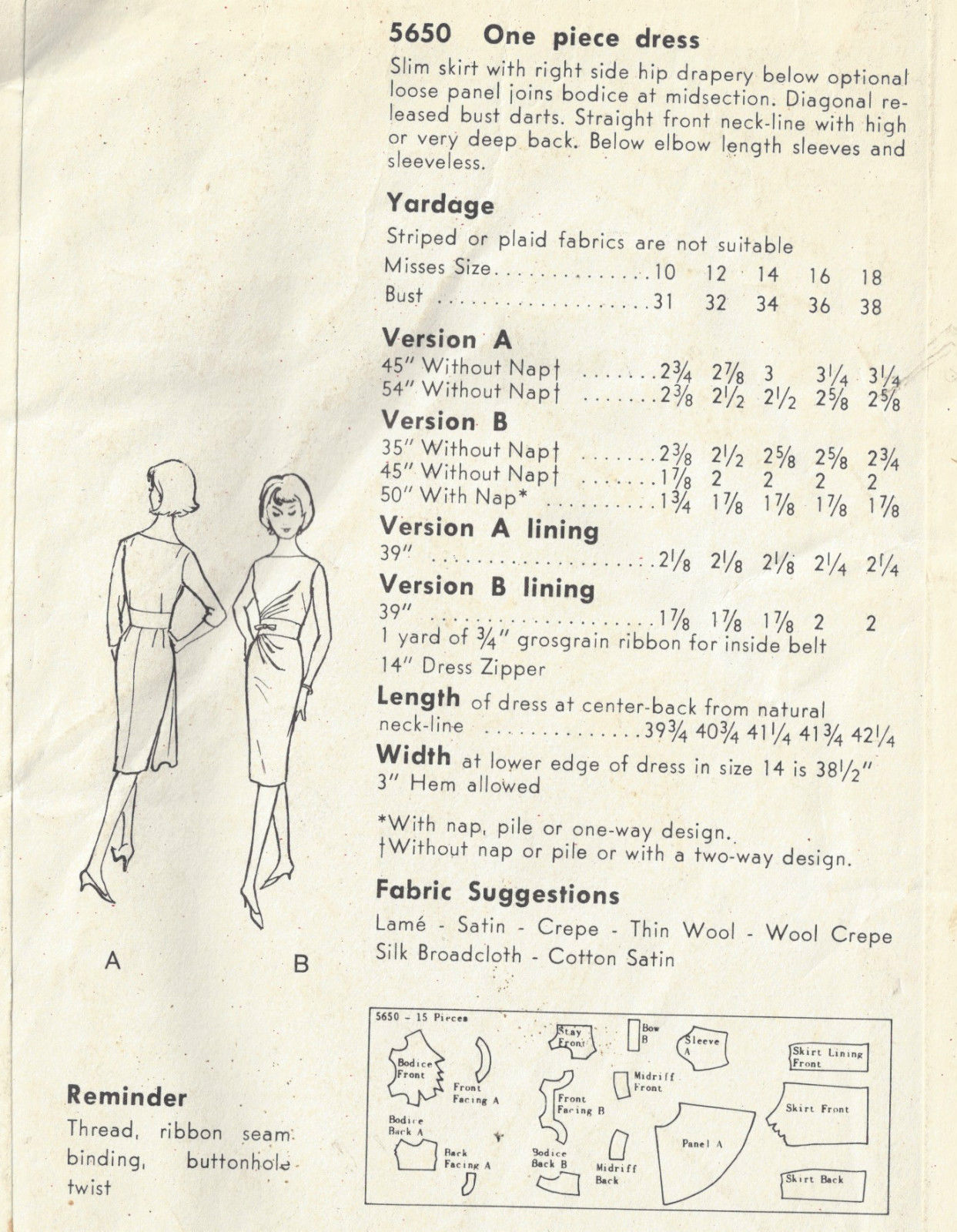 1961-Vintage-VOGUE-Sewing-Pattern-B32-DRESS-1605-252340974338-2