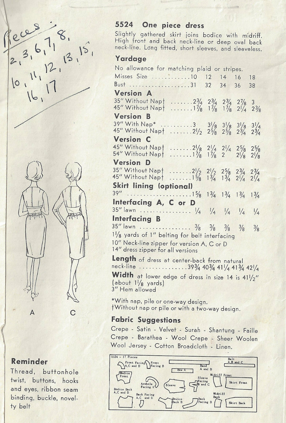 1961-Vintage-VOGUE-Sewing-Pattern-B38-DRESS-1594-252332204471-2