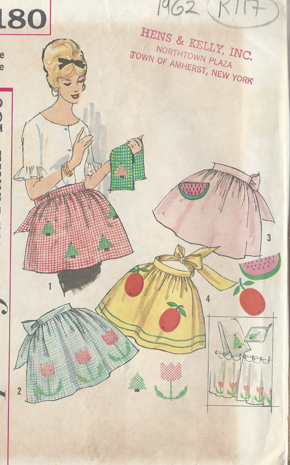 1962-Vintage-Sewing-Pattern-APRON-ONE-SIZE-R117-251144479773