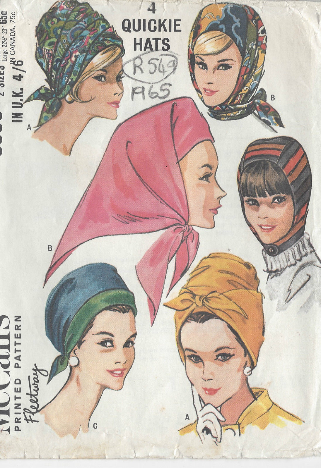 1965-Vintage-Sewing-Pattern-HATS-SMALL-LARGE-R549-251142295206