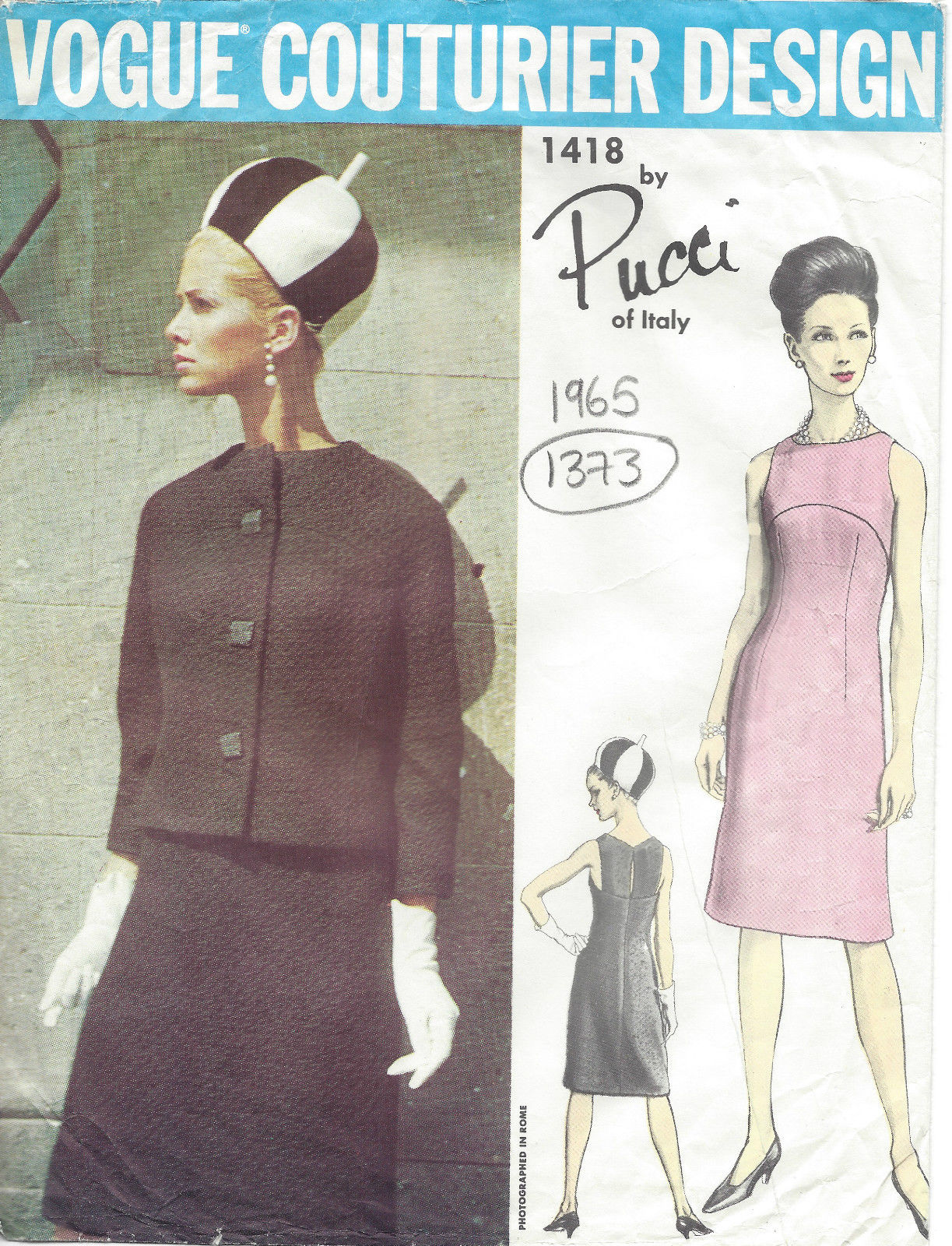 1965-Vintage-VOGUE-Sewing-Pattern-B36-JACKET-DRESS-1373R-By-PUCCI-of-ITALY-252133504222