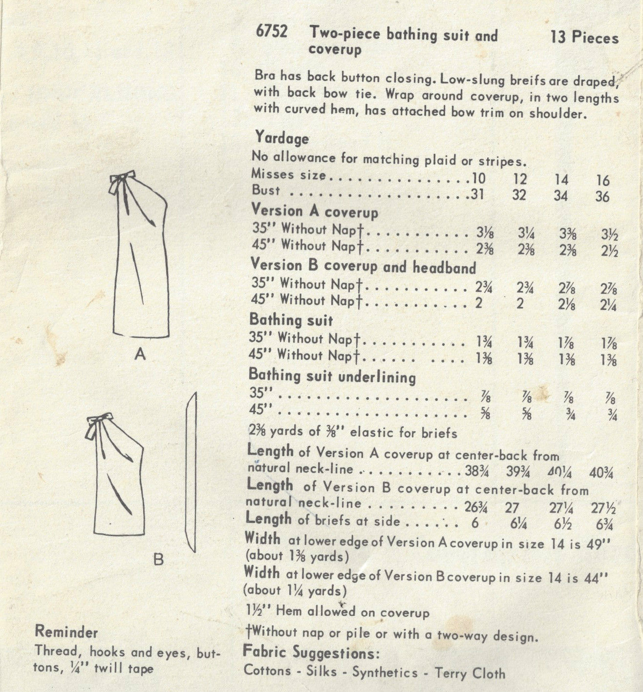 1967-Vintage-VOGUE-Sewing-Pattern-B32-TWO-PIECE-BATHING-SUIT-COVERUP-1603-252340980648-2