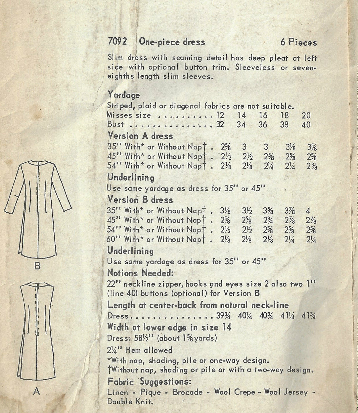 1967-Vintage-VOGUE-Sewing-Pattern-B36-DRESS-1619-262406712465-2