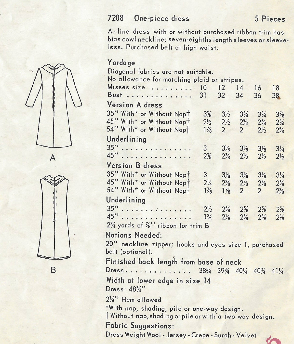 1967-Vintage-VOGUE-Sewing-Pattern-DRESS-B36-1543-252147615858-2