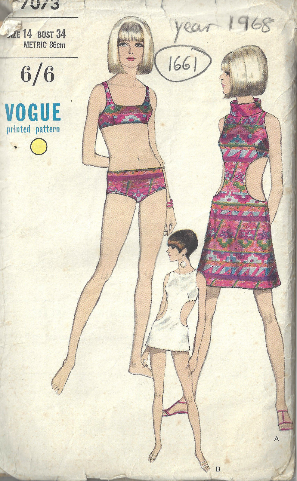 1968-Vintage-VOGUE-Sewing-Pattern-B34-SWIM-SUIT-COVERUP-1661-262451978058