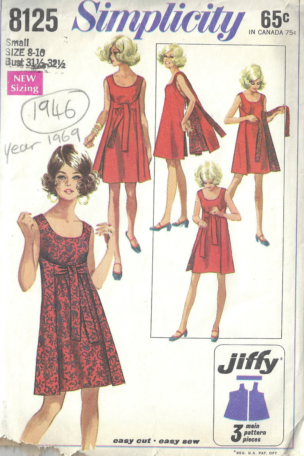 1969-Vintage-Sewing-Pattern-B315-325-REVERSIBLE-DRESS-1646-252383676751