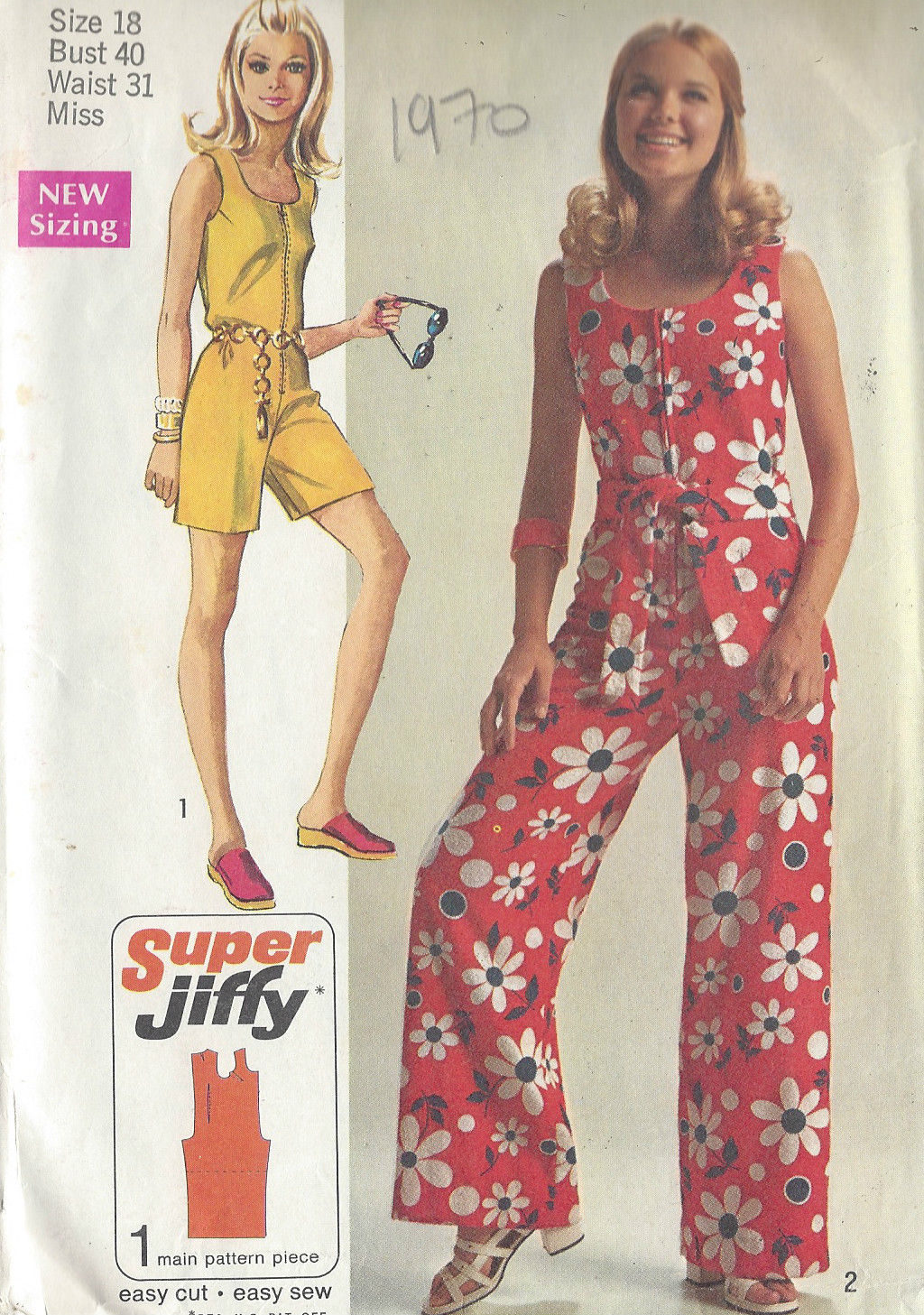 1970-Vintage-Sewing-Pattern-B40-JUMPSUIT-R698-251181613683