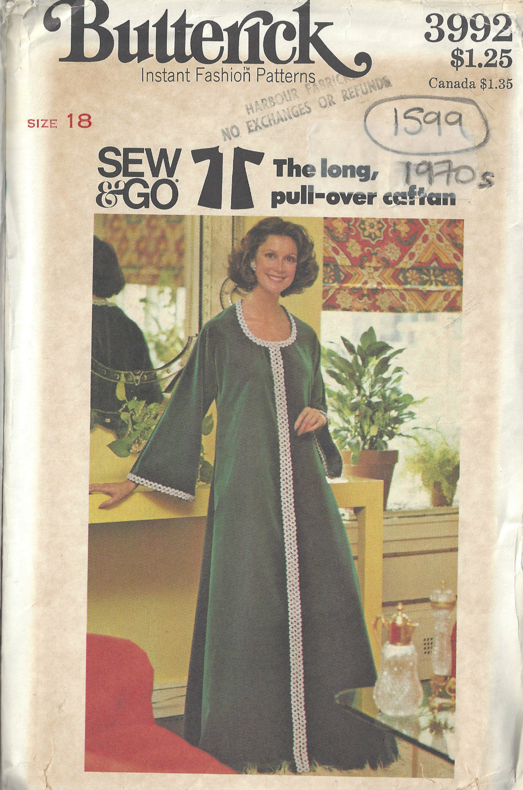 1970s-Vintage-Sewing-Pattern-B40-CAFTAN-1599-262357090459