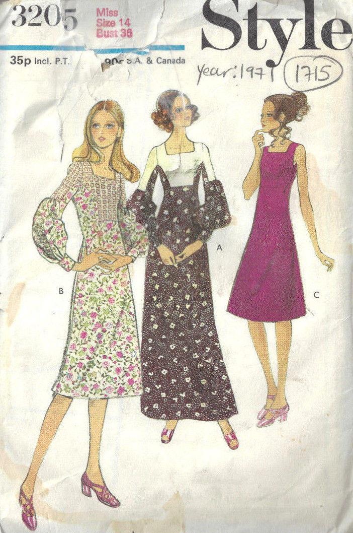 1971-Vintage-VOGUE-Sewing-Pattern-B36-DRESS-1715-262564261050