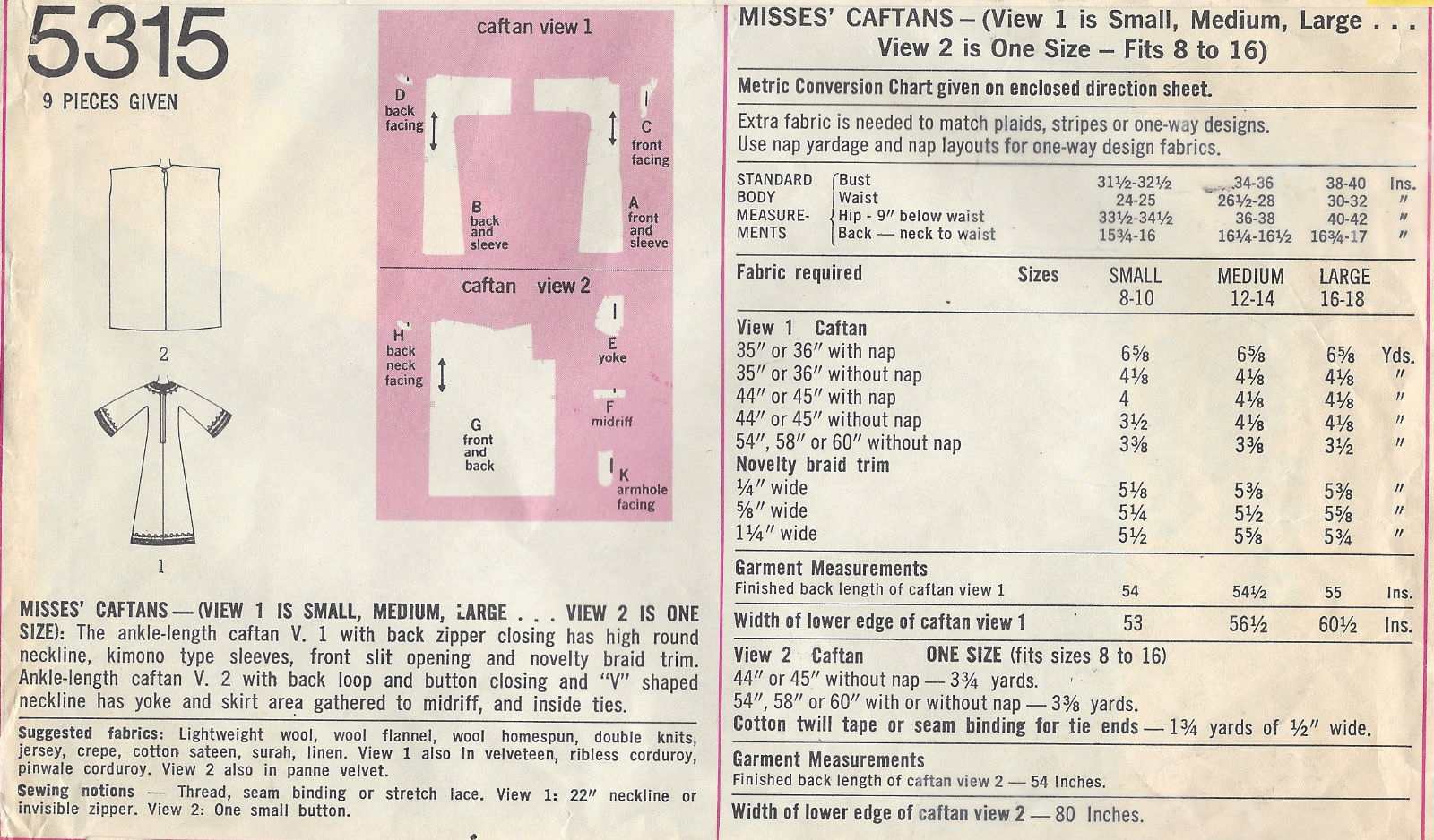 1972-Vintage-Sewing-Pattern-B34-36-CAFTAN-1295-261542857608-2