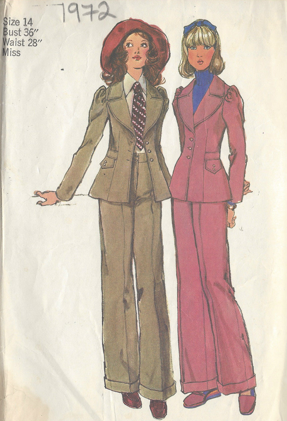 1972-Vintage-Sewing-Pattern-B36-W28-PANTS-JACKET-R695-251181607296