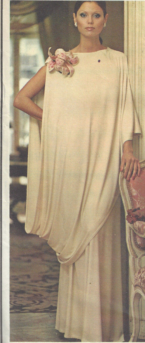 1974-Vintage-VOGUE-Sewing-Pattern-B36-EVENING-DRESS-TOGA-1672-By-LANVIN-262496809031-3