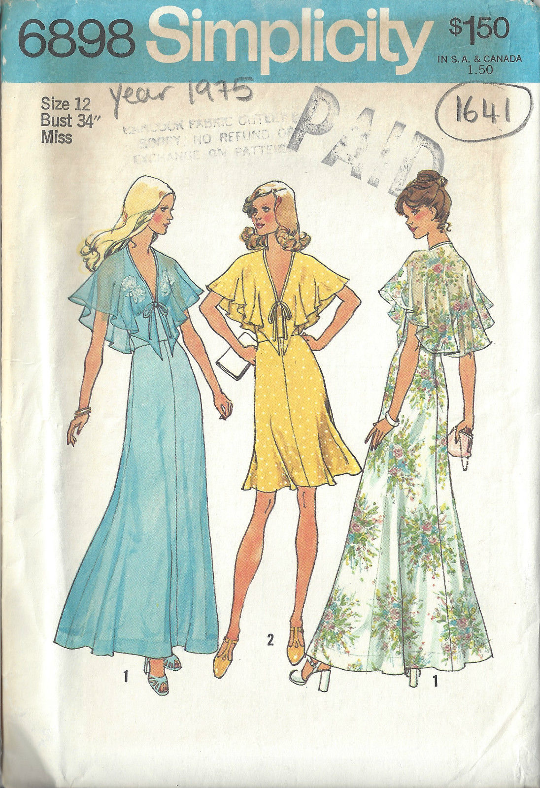 1975-Vintage-Sewing-Pattern-B34-HALTER-DRESS-1641-252383655365