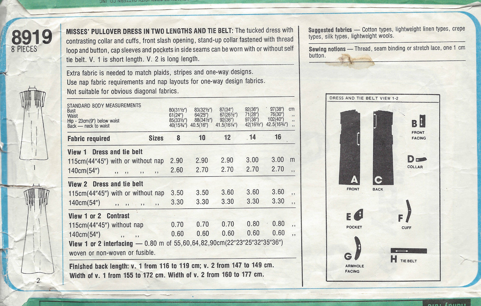 1979-Vintage-Sewing-Pattern-B36-CAFTAN-STYLE-DRESS-1325-261584127034-3