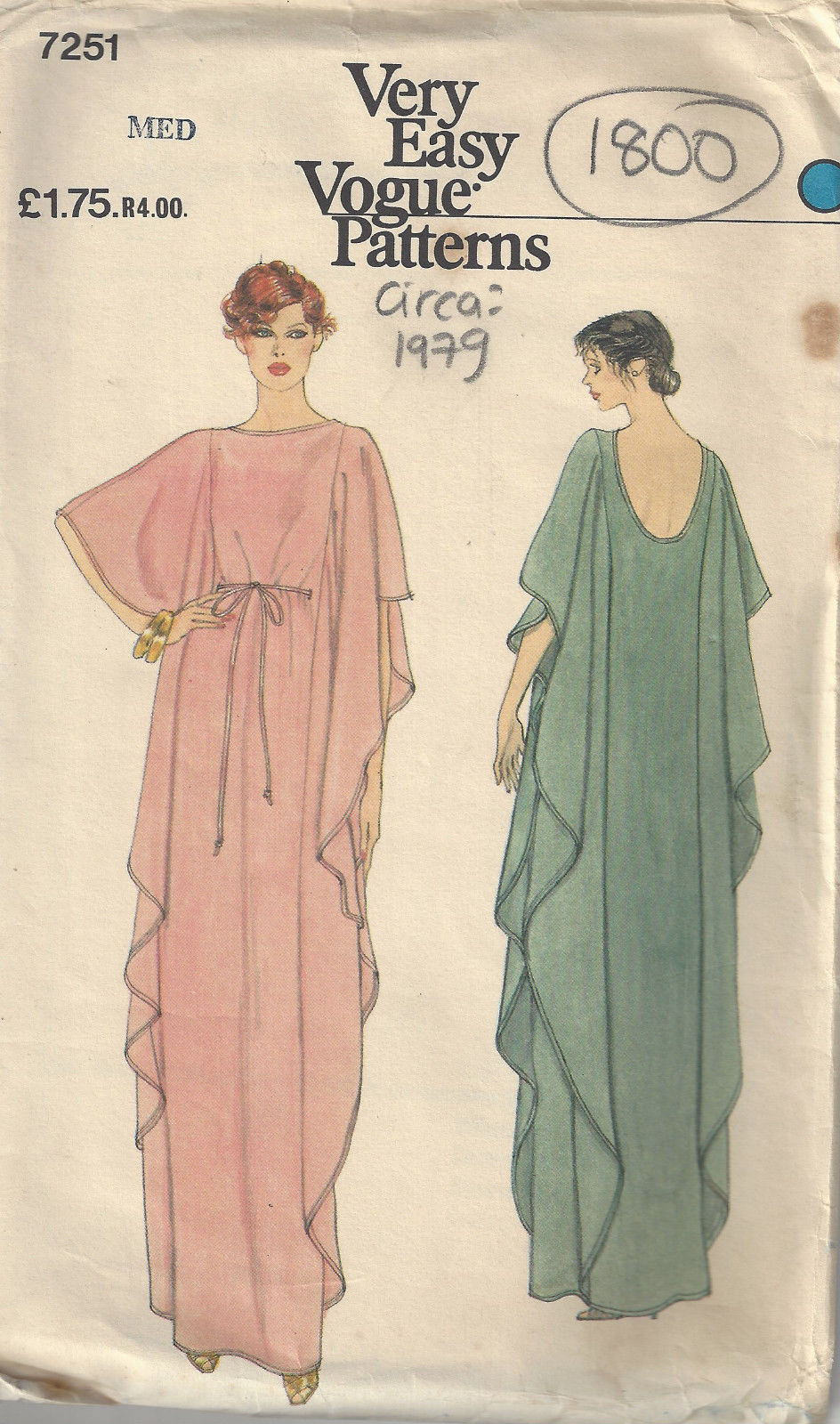 1979-Vintage-VOGUE-Sewing-Pattern-B34-36-CAFTAN-Loose-Fitting-Medium-1800-252829654776