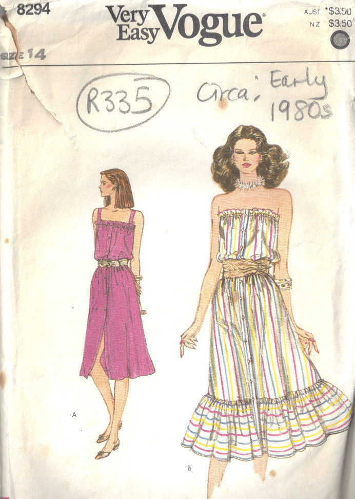 1980s-Vintage-VOGUE-Sewing-Pattern-DRESS-B36-R335-262557677334