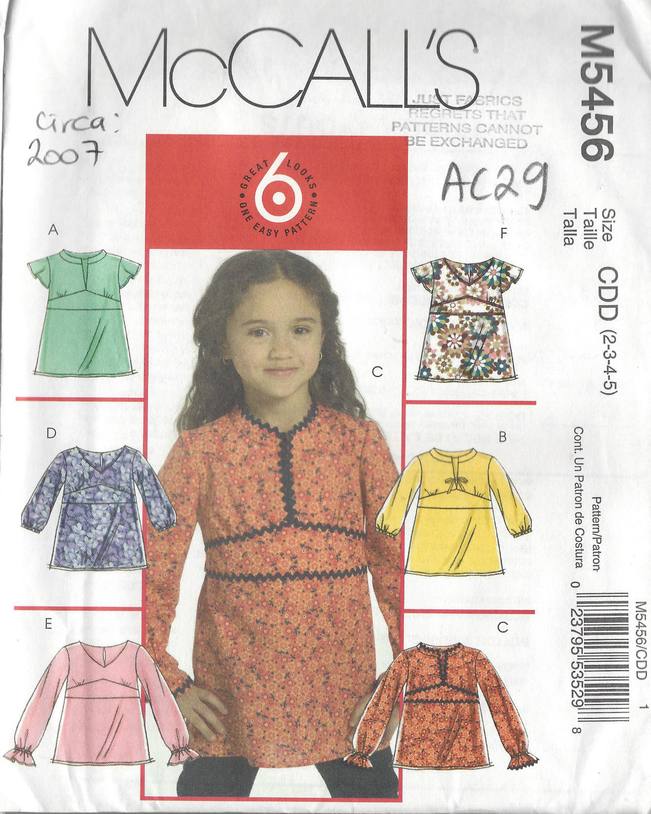 2007-CHILDS-Sewing-Pattern-2-5-TOP-AC29-262049768069